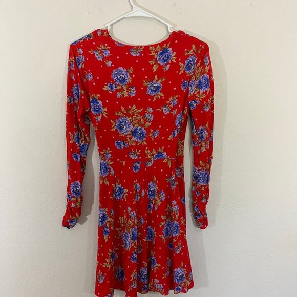 Zara Women's Red Floral Mini Wrap Dress Size S Style 9049/687/600/S - Picture 9 of 12